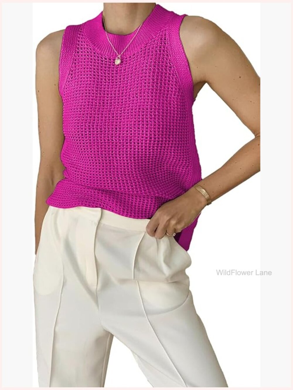 Sleeveless Crochet Knit Tank Top Summer Cami Layering Piece